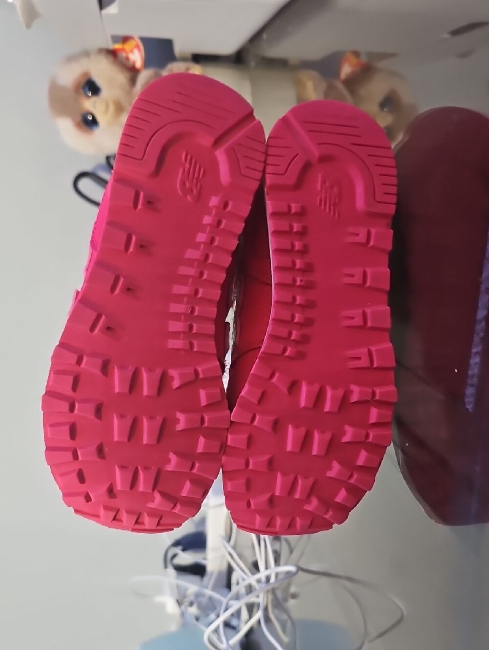 New Balance Kids Hot Pink Sneakers with Rainbow Collar - Picture 6 of 6